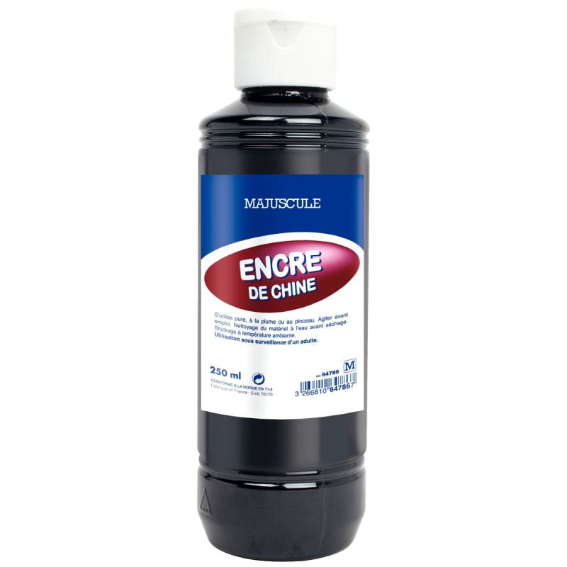 Flacon de 250 ml d'encre de chine noire