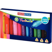 Boite de 12 feutres de coloriage triangulaires Majuscule - Ma Rentrée Facile