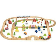 Grand circuit de train en bois 90 pièces - Ma Rentrée Facile