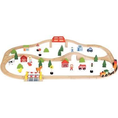 Grand circuit de train en bois 90 pièces - Ma Rentrée Facile