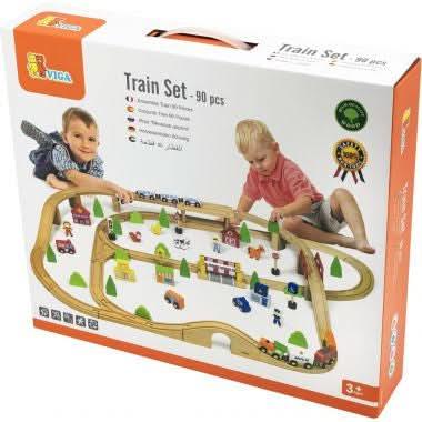 Grand circuit de train en bois 90 pièces - Ma Rentrée Facile