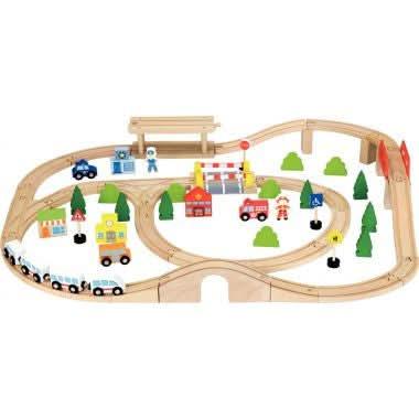 Grand circuit de train en bois 90 pièces - Ma Rentrée Facile