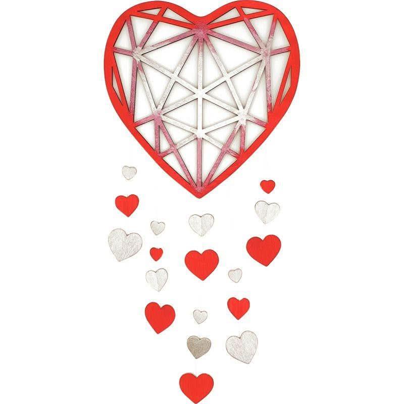 Grand c?ur origami en bois, diamètre 20 cm - Ma Rentrée Facile