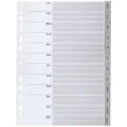 Intercalaires mensuels plastique 12 touches A4 gris - Ma Rentrée Facile