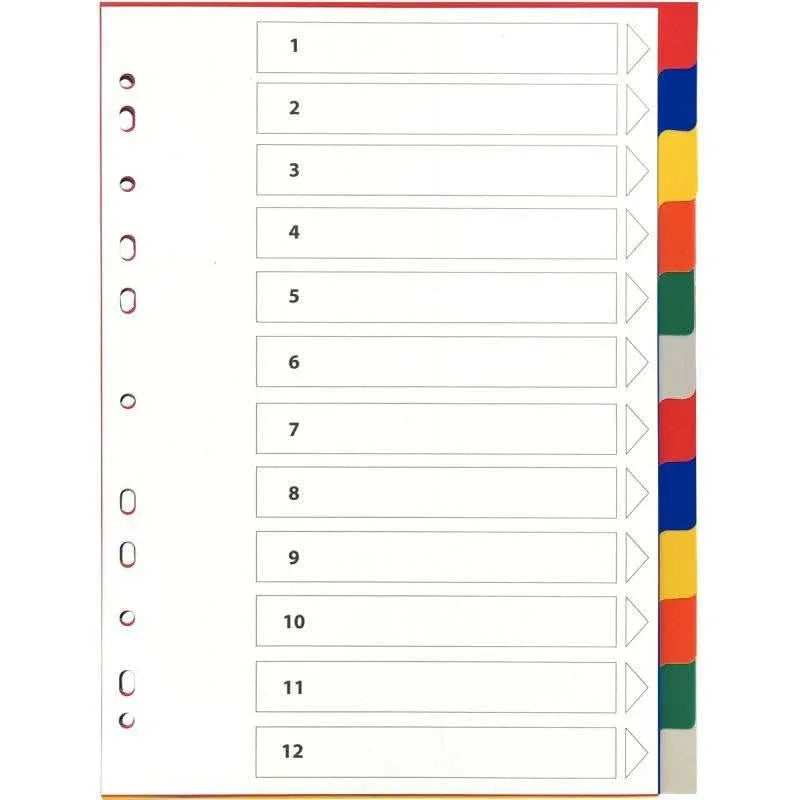 Intercalaires plastique 12 touches A4 - Ma Rentrée Facile