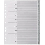 Intercalaires mensuels plastique 12 touches A4+ gris - Ma Rentrée Facile