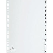 Jeu de 12 intercalaires numériques en polypropylène gris recyclé, format A4 - Ma Rentrée Facile