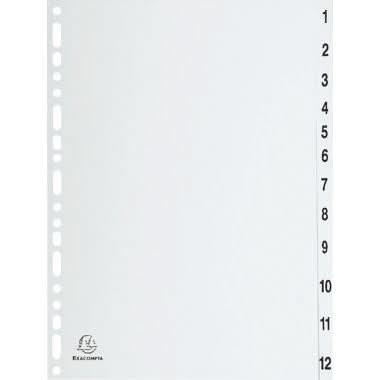 Jeu de 12 intercalaires numériques en polypropylène gris recyclé, format A4 - Ma Rentrée Facile