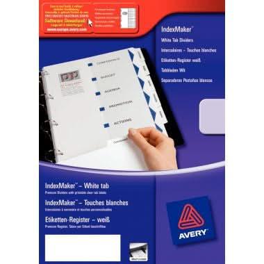 Jeu de 12 intercalaires personnalisables, Index Maker, cartonnés, A4, AVERY - Ma Rentrée Facile