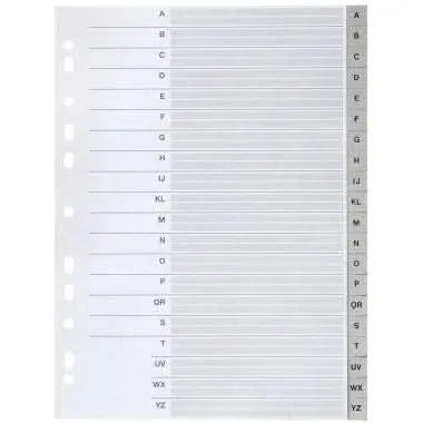 Intercalaires alphabétique plastique 20 touches A4 gris - Ma Rentrée Facile