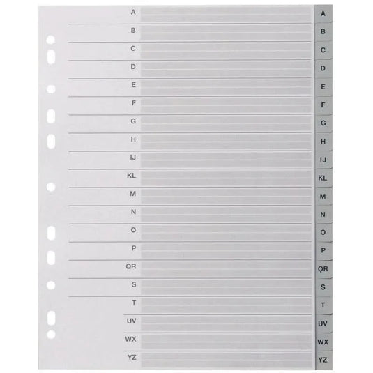 Intercalaires alphabétique plastique 20 touches A4+ gris - Ma Rentrée Facile
