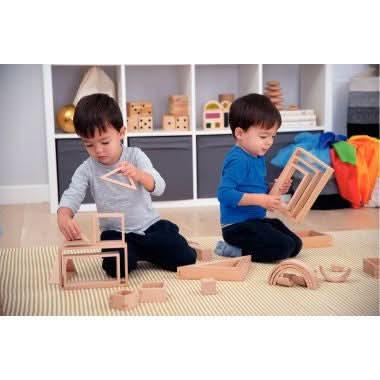 Jeu de construction architecte en bois naturel, 28 pièces - Ma Rentrée Facile