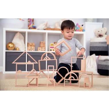 Jeu de construction architecte en bois naturel, 28 pièces - Ma Rentrée Facile