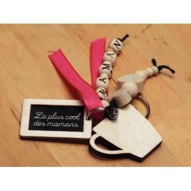 Kit de 3 porte-clés en bois pour Maman - Ma Rentrée Facile