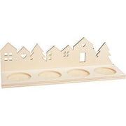 Long bougeoir village de Noël en bois - Ma Rentrée Facile