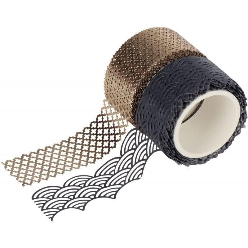 Lot 2 rouleaux de ruban papier adhésif gris et or, 5mx25mm - Ma Rentrée Facile