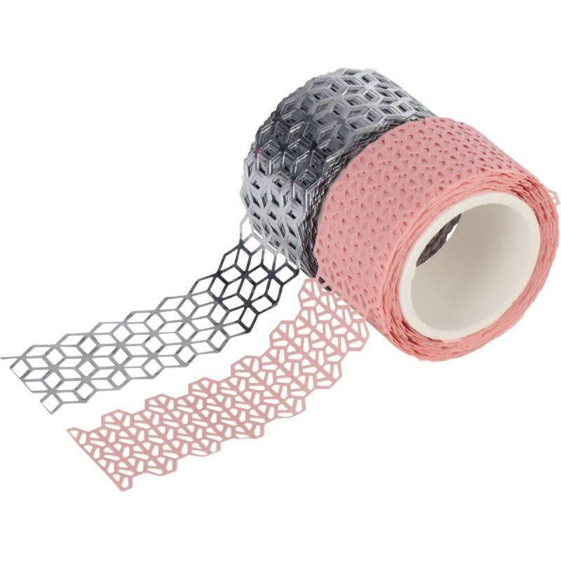 Lot 2 rouleaux de ruban papier adhésif, rose et argent, 5m 25mm - Ma Rentrée Facile