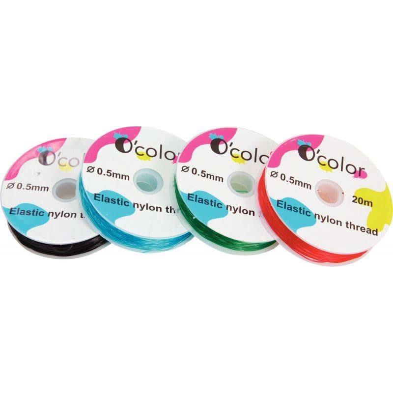 Lot 4 bobines 20m fil nylon élastique couleur - Ma Rentrée Facile