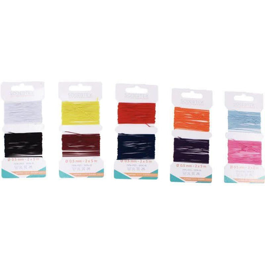 Lot de 10 bobines, de 5m, de fil élastique fin, 10 Couleurs assorties - Ma Rentrée Facile