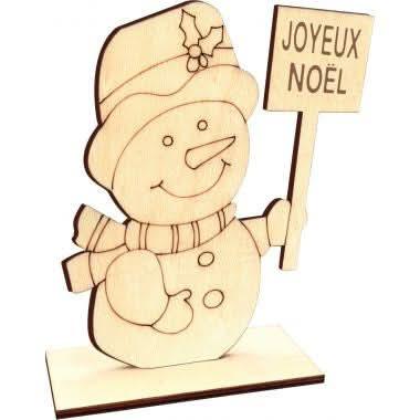 Lot de 10 bonshommes de neige en bois sur socle - Ma Rentrée Facile