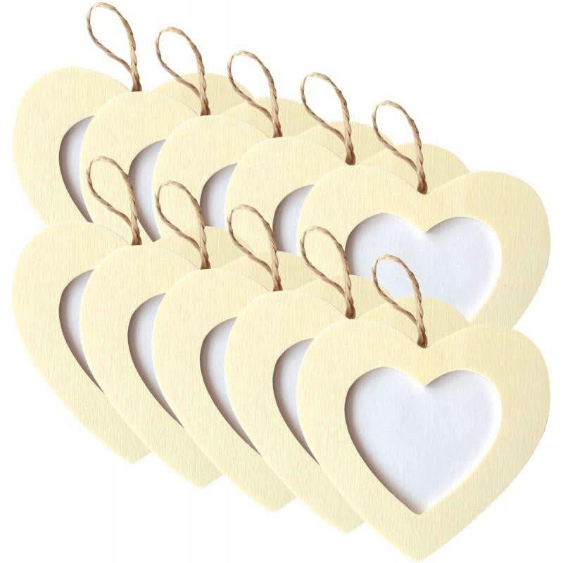 Lot de 10 cadres coeur à suspendre, en bois - Ma Rentrée Facile