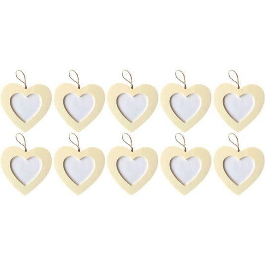 Lot de 10 cadres coeur à suspendre, en bois - Ma Rentrée Facile