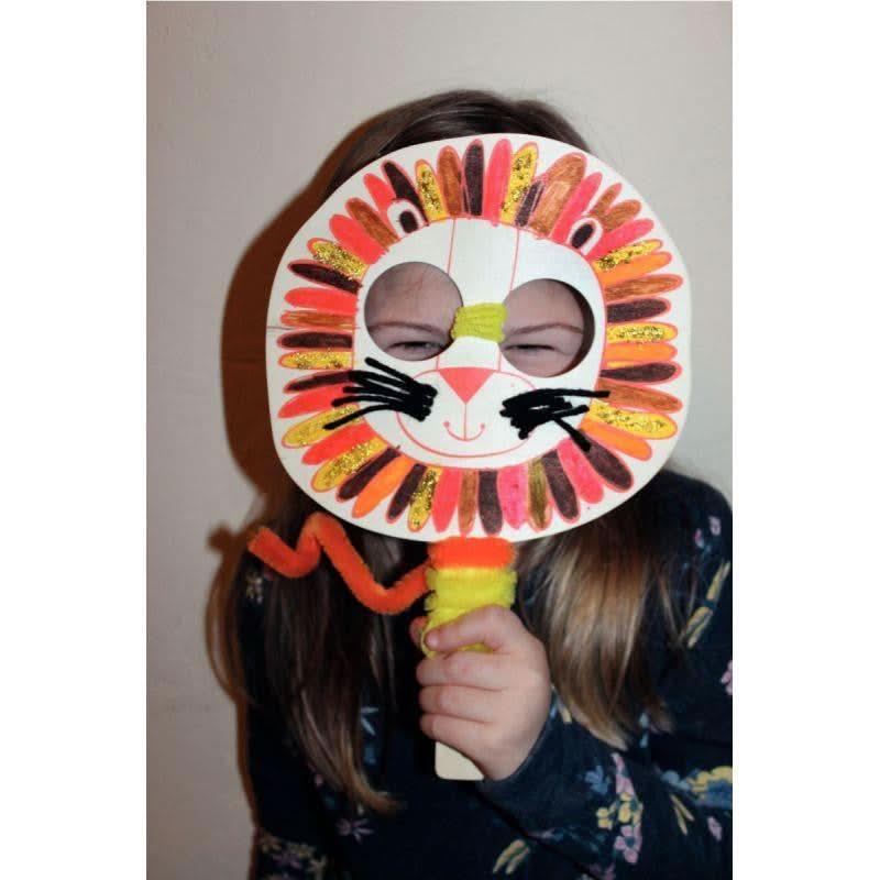 Lot de 10 masques en bois, les animaux de la savane - Ma Rentrée Facile