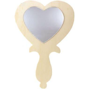 Lot de 10 miroirs à main en bois déco c?ur - Ma Rentrée Facile