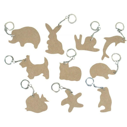 Lot de 10 porte-clés animaux en bois - Ma Rentrée Facile