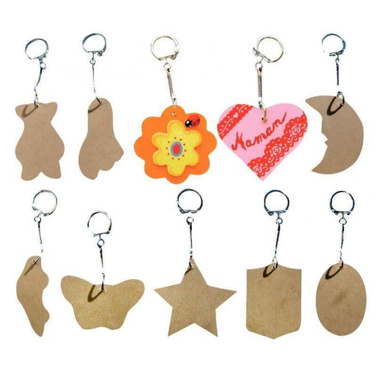 Lot de 10 porte-clés assortis en bois - Ma Rentrée Facile