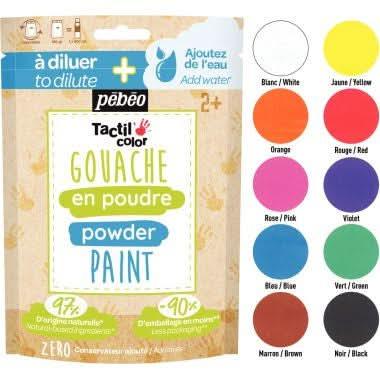 Lot de 10 sachets 180g de gouache en poudre 2 en 1 Tactilcolor - Ma Rentrée Facile