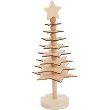 Lot de 10 sapins 3D en bois à monter - Ma Rentrée Facile