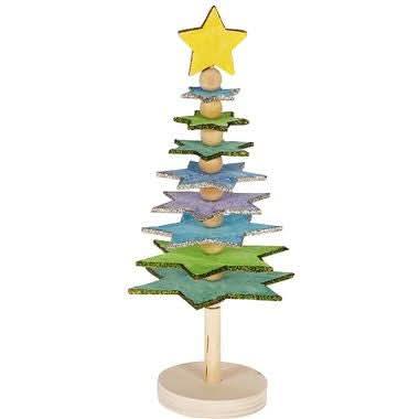 Lot de 10 sapins 3D en bois à monter - Ma Rentrée Facile