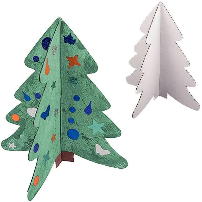 Lot de 10 sapins en carton blanc, hauteur 24 cm - Ma Rentrée Facile