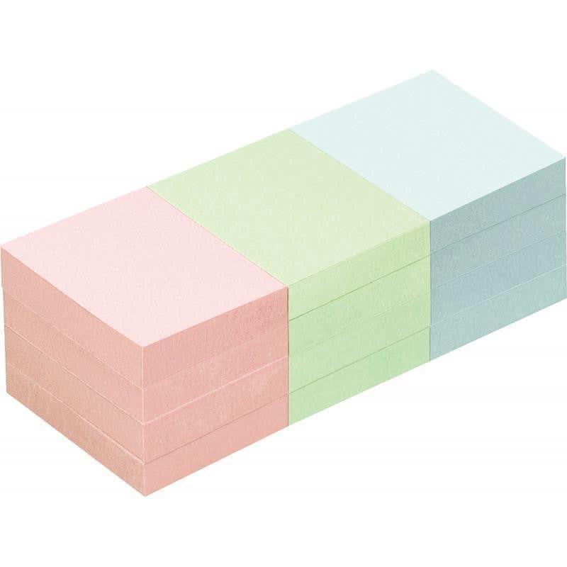 Lot 12 blocs de 100 feuilles de notes repositionnables 40x50mm couleurs pastels assorties - Ma Rentrée Facile