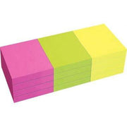 Lot 12 blocs de 80 feuilles de notes repositionnables 40x50mm couleurs vives assorties - Ma Rentrée Facile
