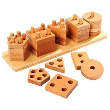 Lot de 12 encastrements multiples en bois naturel - Ma Rentrée Facile