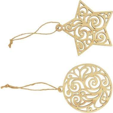 Lot de 12 étoiles et boules art déco en bois - Ma Rentrée Facile