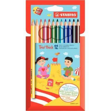 Lot de 12 Etuis de 12 crayons de couleurs triangulaire dont 1gratuite Stabilo Trio Thick - Ma Rentrée Facile
