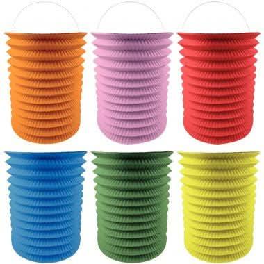 Lot de 12 lampions cylindriques diamètre 13 cm coloris assortis - Ma Rentrée Facile