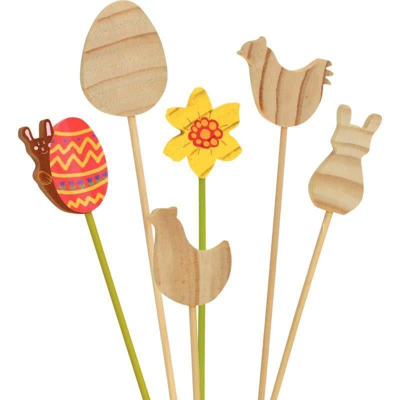 Lot de 12 piques fleurs Pâques - Ma Rentrée Facile