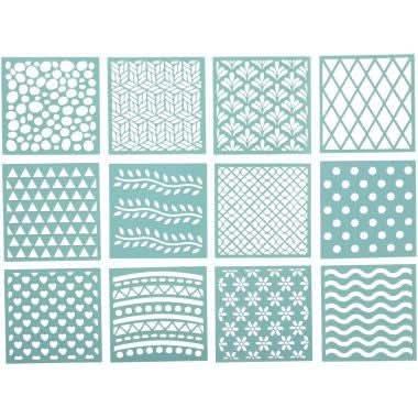 Lot de 12 pochoirs carrés décoratifs - Ma Rentrée Facile