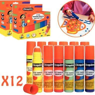 Lot de 12 tampons gouaches 50ml rechargeable - Ma Rentrée Facile