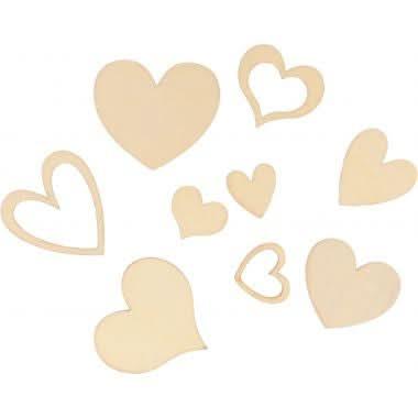 Lot de 129 c?urs en bois brut assortis - Ma Rentrée Facile