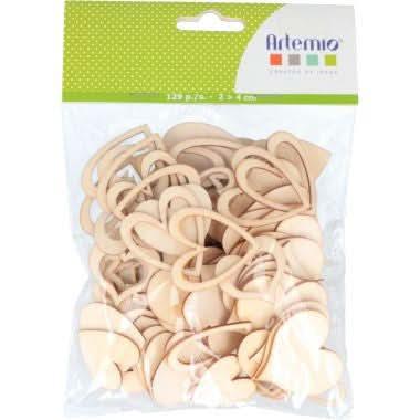 Lot de 129 c?urs en bois brut assortis - Ma Rentrée Facile