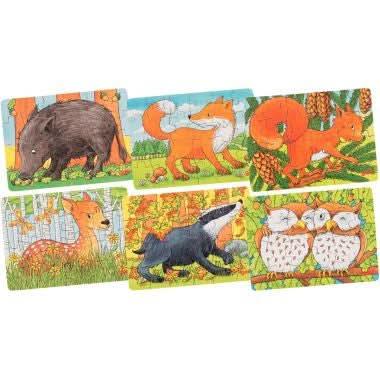 Lot de 18 puzzles 24 pièces en bois, les animaux du monde - Ma Rentrée Facile