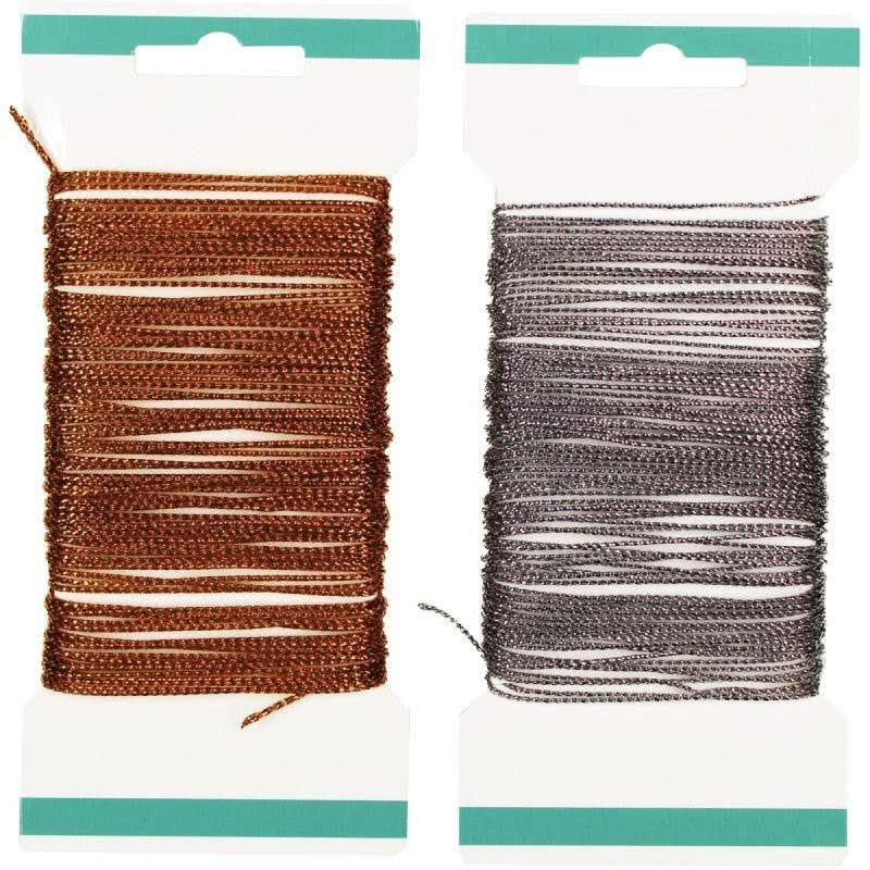 Lot de 2 bobines de 10m de fil pailleté, or et argent - Ma Rentrée Facile