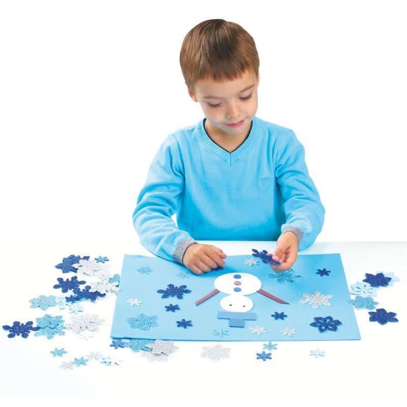 Lot de 240 flocons de neige en mousse de caoutchouc pailletée - Ma Rentrée Facile