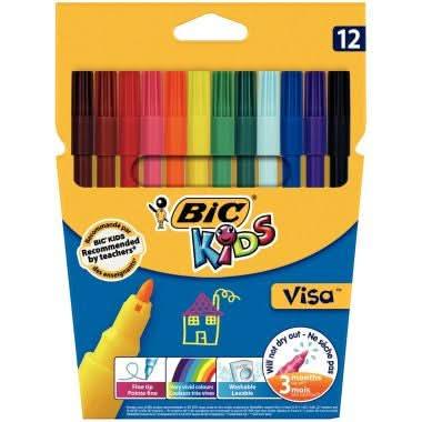 Lot de 25 pochettes de 12 feutres pointe fine Bic Kids Visa 880 - Ma Rentrée Facile