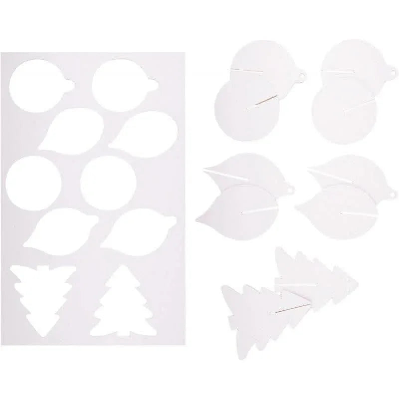 Lot de 25 suspensions 2D de Noël en carton blanc - Ma Rentrée Facile